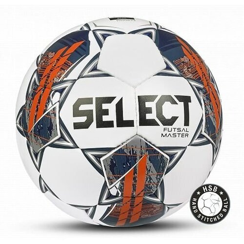 Мяч мини-футбольный Select Futsal Master V22, белый, оранжевый