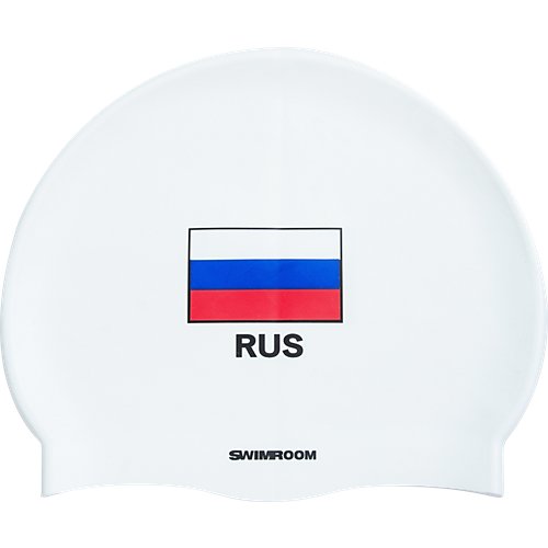 Силиконовая шапочка для плавания SwimRoom 'RUS Flag', цвет белый