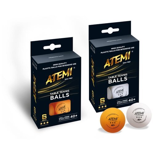 Мячи для настольного тенниса Atemi 3* оранж, 6 шт.
