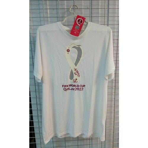 Футбольная QATAR 2022 Чемпионат Кубок Мира по футболу Катар размер S ( русский 48 ) футболка белая