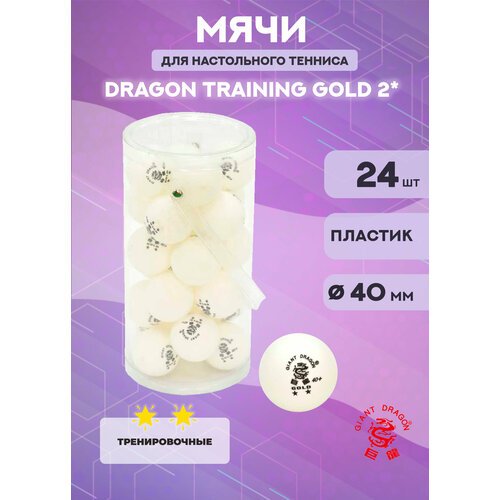 Мячи Dragon Training Gold 2* (24 шт, белые)