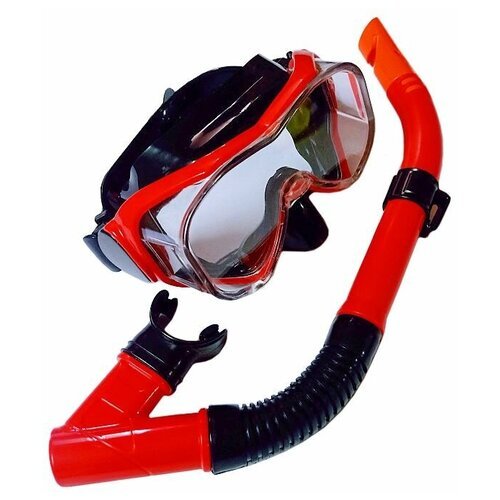E39247-2 Набор для плавания взрослый маска+трубка (ПВХ) (красный)