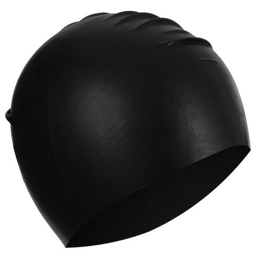 Шапочка для плавания взрослая, ТероПром, 9212349, резиновая, обхват 54-60 см, цвет чёрный
