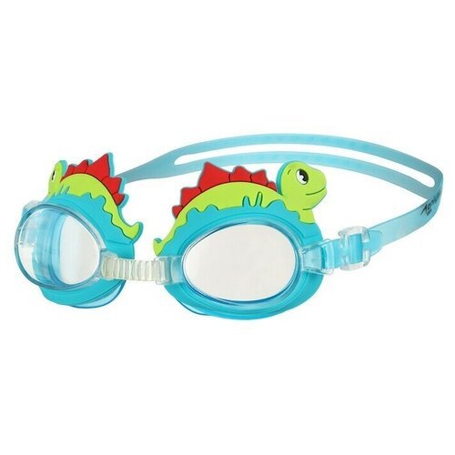 Очки для плавания детские 'Динозаврик' + беруши, цвет голубой
