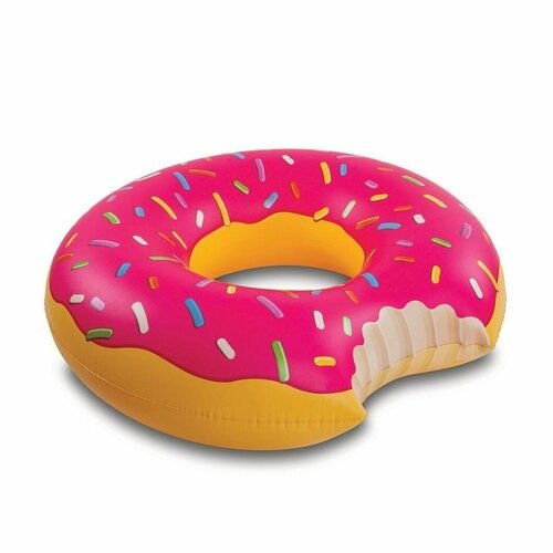 Надувной круг для плавания Пончик, 120 см розовый