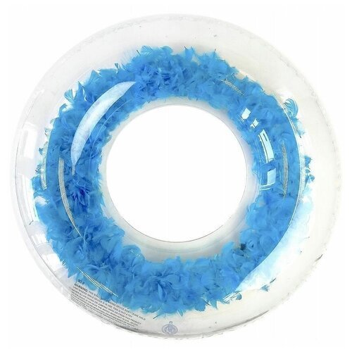 Надувной круг с перьями 70 см, цвет - голубой