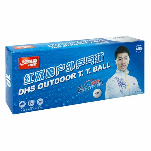Мячи для настольного тенниса DHS Outdoor Dual 40+ Plastic ABS x10 White OD40
