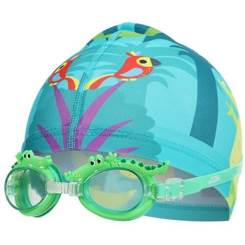 Набор для плавания 'Африка', шапка, очки, беруши 2 шт, зажим для носа