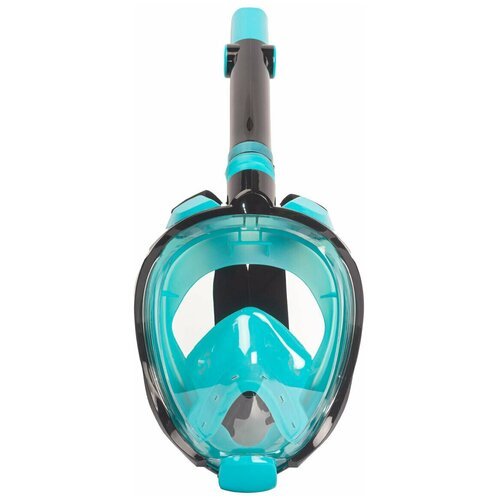 Полнолицевая маска для плавания (снорклинга) SARGAN Галактика Премиум цвет черный/бирюзовый детская