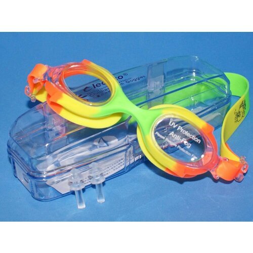 Очки для плавания подростковые LEACCO : SG700 (Оранжево-жёлто-зелёные - З)