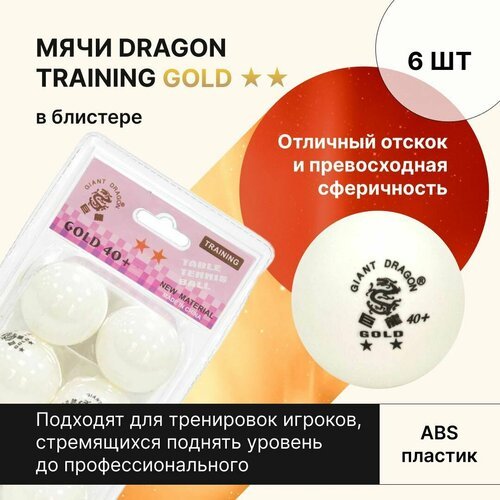 Мячи Dragon Training Gold 2 New 6 шт, бел в блистере