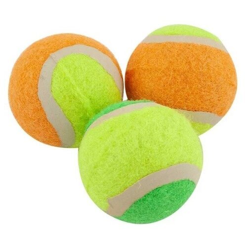 Мяч теннисный TIGER цветной 3шт. (пакет с подвесом)