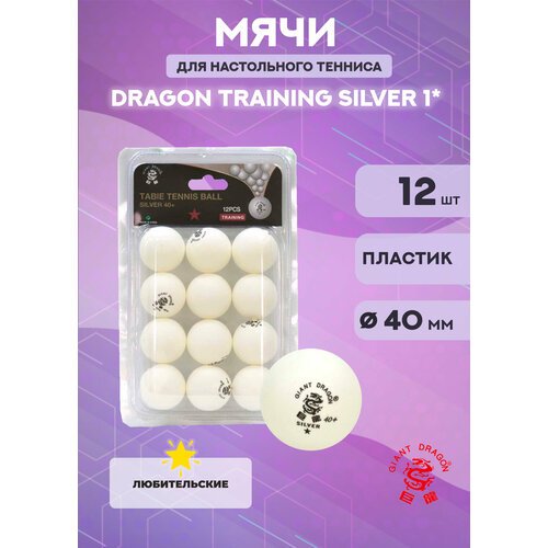 Мячи Dragon Training Silver 1* (12 шт, белые)