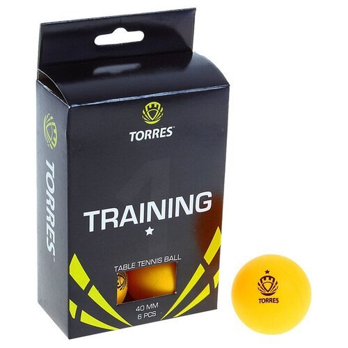Мяч для настольного тенниса Torres Training, 1 звезда, набор 6 шт, цвет оранжевый