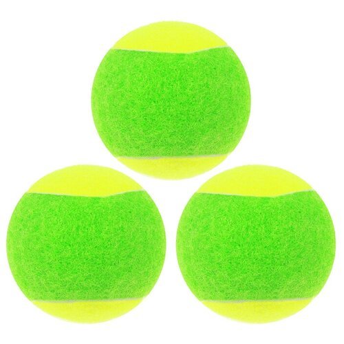Мяч ONLYTOP, для большого тенниса, набор 3 штуки, цвет желтый, зеленый