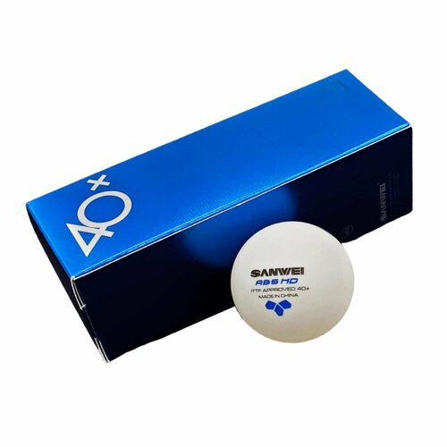 Мячи для настольного тенниса SANWEI 3* 40+ Plastic ABS+ HD x3, White