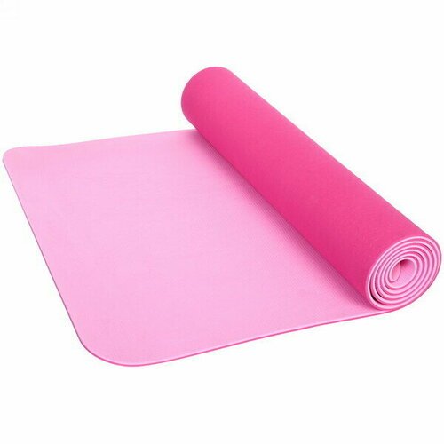 Коврик для йоги 6мм 61*183 см «Гармония» 2х сторонний, розовый/св. розовый