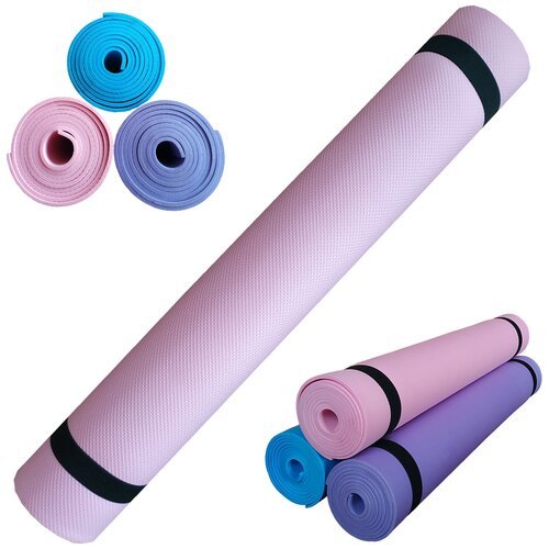 Коврик гимнастический / для йоги / фитнеса / пилатеса, 173 х 61 х 0,3 см, розовый