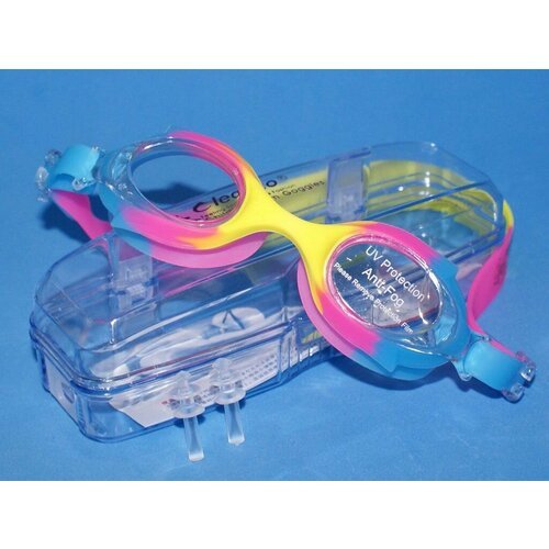Очки для плавания подростковые LEACCO : SG700 (Сине-розово-жёлтые - Ж)