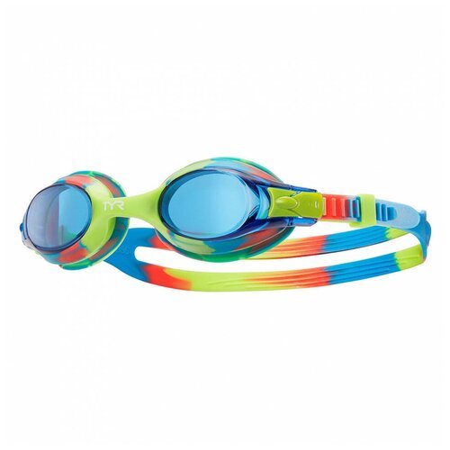 Очки для плавания детские TYR Swimple Tie Dye Jr LGSWTD-465, синие линзы, разноцветная оправа