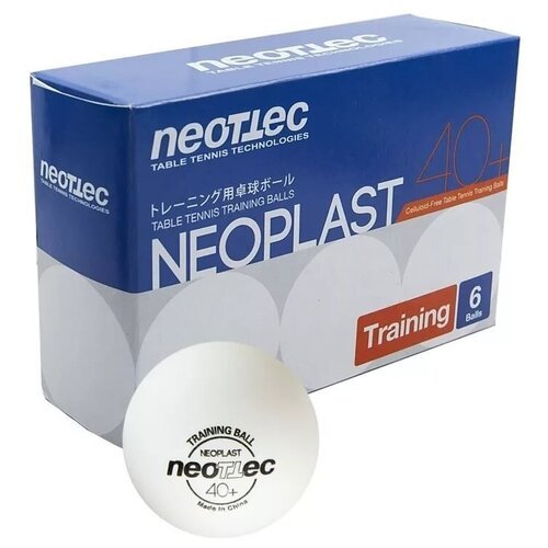 Мячи для настольного тенниса NEOTTEC Neoplast Training ball Generation, ABS, 40+, 6 шт, бел.