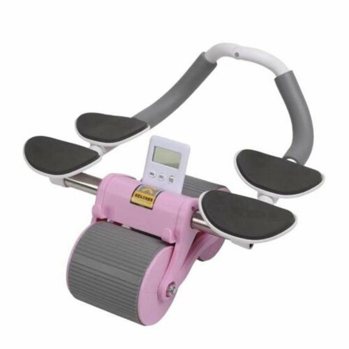 Мини тренажер роликовый для рук, плеч, спины, пресса с автоматическим отскоком. розовый.