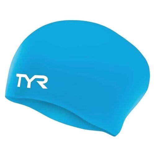 Шапочка для плавания TYR Long Hair Wrinkle-Free Silicone Junior Cap, силикон, голубой (LCSJRL/420)