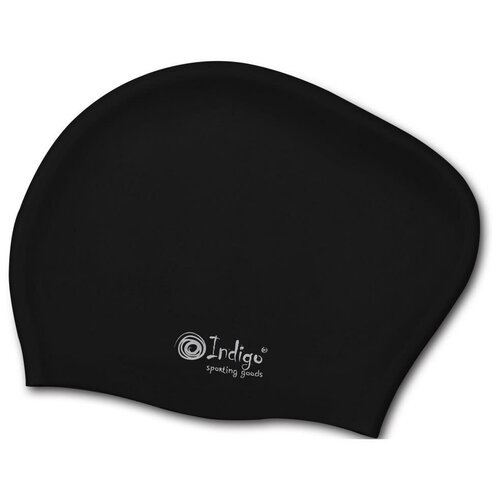 Шапочка для плавания силиконовая длинные волосы INDIGO 802 SC Черный