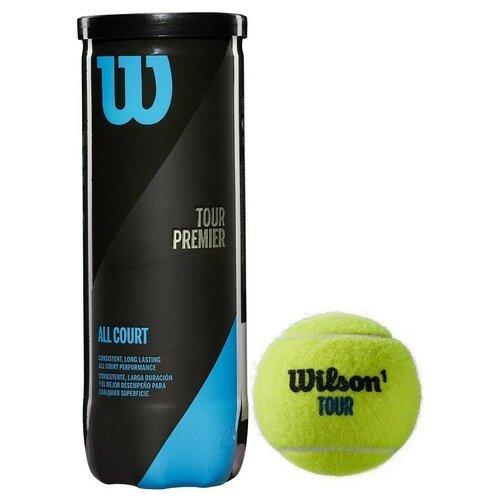 Мяч теннисный WILSON Tour Premier All Court арт. WRT109400, одобр. ITF, фетр, нат. резина. уп.3 шт
