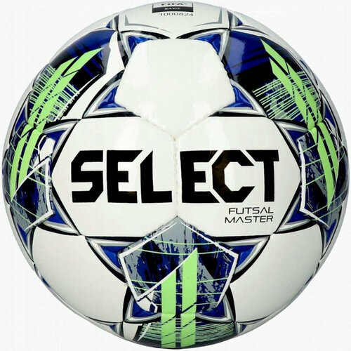 Мяч футзальный SELECT Futsal Master SHINY V22 1043460004, р.4, Basic, 32п, ПУ, ручная сшивка бело-сине-зеленый
