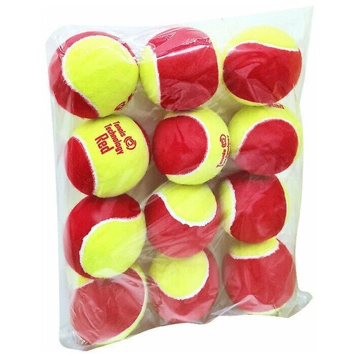 Детские теннисные мячи красные Tennis Technology Red, 12 шт. в пакете