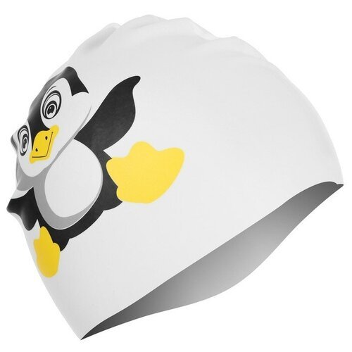 Шапочка для плавания детская «Пингвинёнок», силиконовая, обхват 46-52 см
