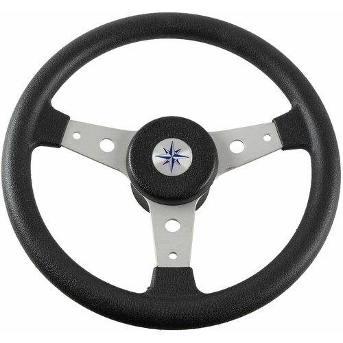 Рулевое колесо DELFINO обод черный, спицы серебряные д. 340