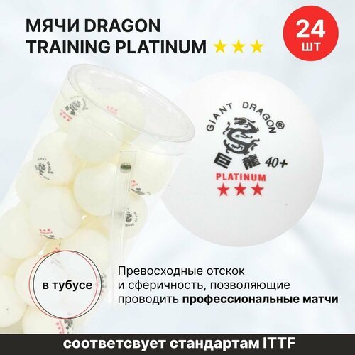 Мячи для настольного тенниса Dragon Training Platinum 3* New 24 шт, в тубусе / шарики для настольного тенниса / шарики для пинг понга