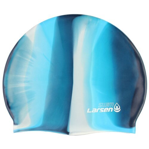 Шапочка плавательная Larsen SC, силикон, синий/белый