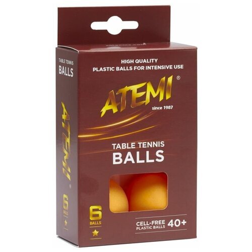 Мячи для настольного тенниса Atemi 1* оранж, 6 шт.