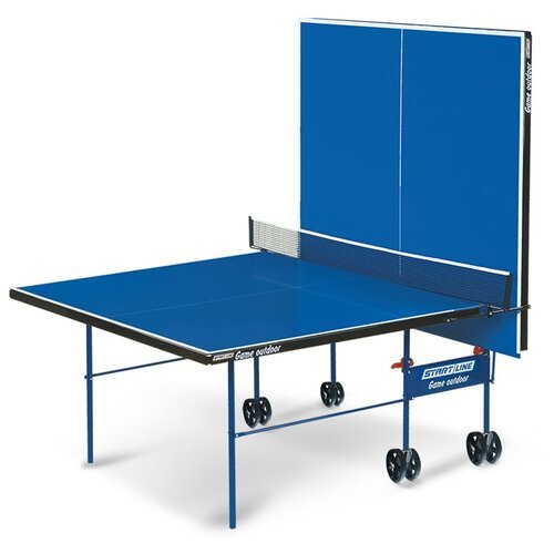 Теннисный стол Start Line Game Outdoor blue любительский с комплектом (ракетки+мячи), всепогодный, с встроенной сеткой