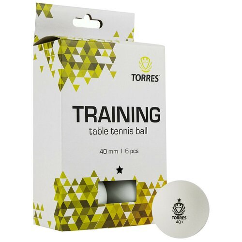 Мяч для настольного тенниса TORRES Training 1* TT21016, 6шт., белый