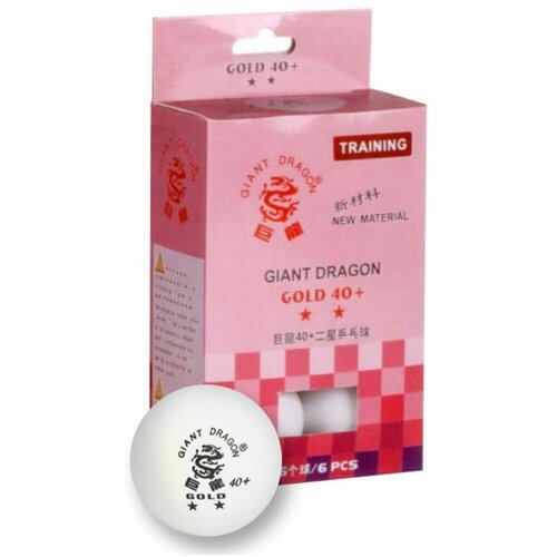 Шарики для н/тенниса Giant Dragon Gold **, 40+, 6 шт