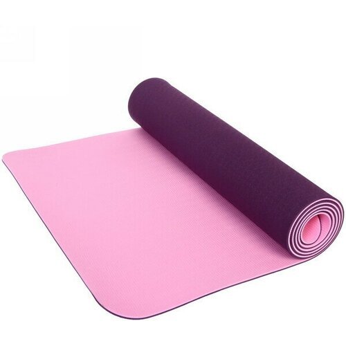 Коврик для йоги 6мм 61*183 см «Гармония» 2х сторонний, фиолетовый/розовый