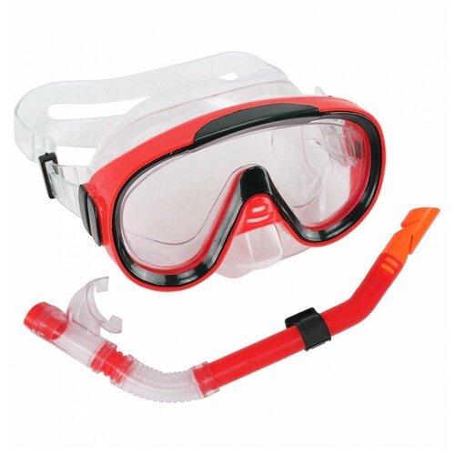 Набор для плавания юниорский маска+трубка ПВХ красный Спортекс E39246-2