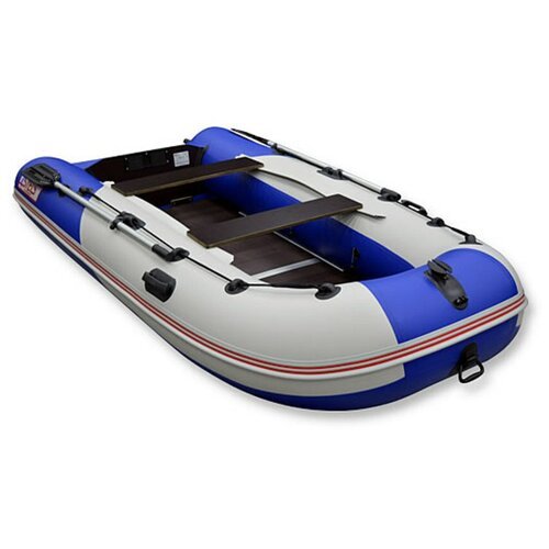 Надувная лодка под мотор Хантер Стелс 335, с надувным дном, 3 места, цвет белый, синий